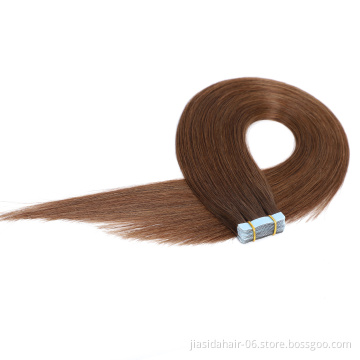 Wholesale #4 Brown Colored Hair Double Drawn Remy Tape In Hair Extensions European Virgin Human Tape Hair Extension